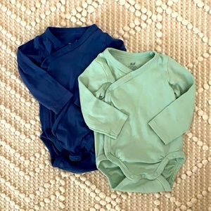 Set of Two Kimono Style Baby Onesies